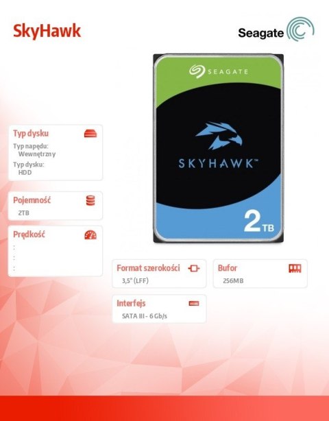 Dysk SkyHawk 2TB 3,5 256MB ST2000VX017 Seagate Dysk SkyHawk 2TB 3,5 256MB ST2000VX017 Seagate