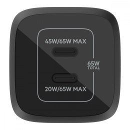 Ładowarka podwójna ścienna 65W USB-C GAN z PPS czarna Belkin