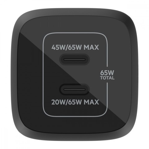 Ładowarka podwójna ścienna 65W USB-C GAN z PPS czarna Belkin Ładowarka podwójna ścienna 65W USB-C GAN z PPS czarna Belkin