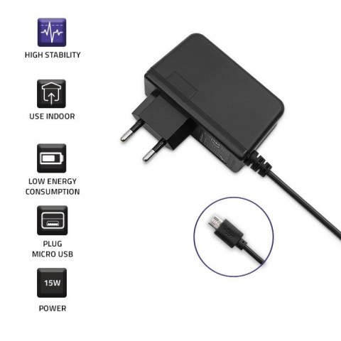 Ładowarka sieciowa 15W | 5V | 3A | micro USB Qoltec