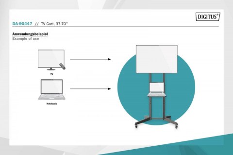 Stojak mobilny pojedynczy z półką 1xLCD max. 70" max. 50kg, VESA max. 600x400 Digitus