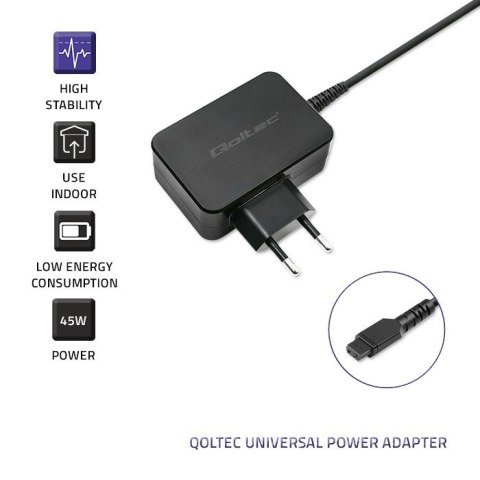 Uniwersalny zasilacz sieciowy 45W | 8 wtyczek Qoltec