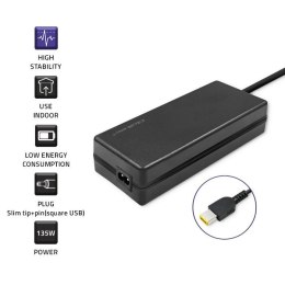 Zasilacz do Lenovo 135W | 20V | 6.75A | slim tip+pin | +kabel zasilający Qoltec