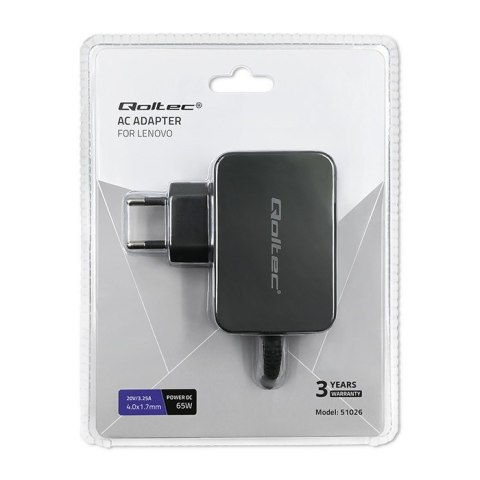 Zasilacz do Lenovo 65W | 20V | 3.25A | 4.0*1.7 Qoltec