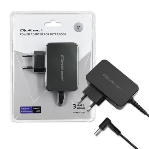 Zasilacz do ultrabooka HP 45W | 19.5V | 2.31A | 4.5x3.0+pin Qoltec