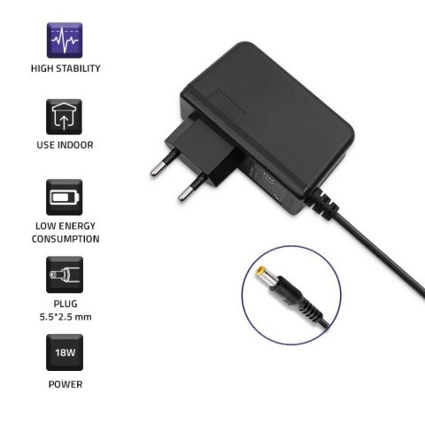Zasilacz wtyczkowy 18W | 9V | 2A | 5.5x2.5 Qoltec Zasilacz wtyczkowy 18W | 9V | 2A | 5.5x2.5 Qoltec