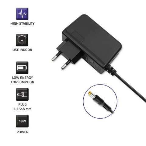 Zasilacz wtyczkowy 19W | 9V | 2.1A | 5.5x2.5 Qoltec