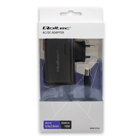 Zasilacz wtyczkowy 19W | 9V | 2.1A | 5.5x2.5 Qoltec