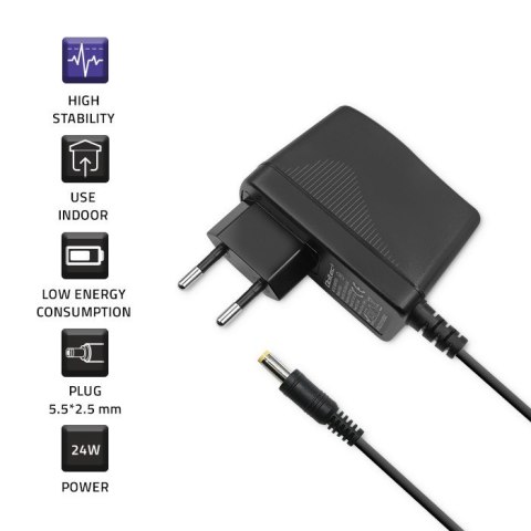 Zasilacz wtyczkowy 24W | 12V | 2A | 5.5x2.5 Qoltec