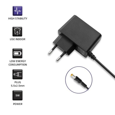 Zasilacz wtyczkowy 5W | 5V | 1A | 5.5*2.5 Qoltec Zasilacz wtyczkowy 5W | 5V | 1A | 5.5*2.5 Qoltec