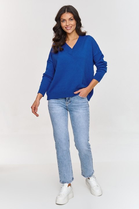Sweter Damski Model S158 Cobalt - Makadamia Sweter Damski Model S158 Cobalt - Makadamia