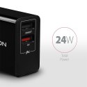 ACU-QS24 Ładowarka sieciowa QC 24W, 2x port USB--A, QC3.0/AFC/FCP + 5V/1.2A AXAGON
