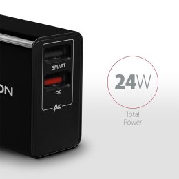 ACU-QS24 Ładowarka sieciowa QC 24W, 2x port USB--A, QC3.0/AFC/FCP + 5V/1.2A AXAGON