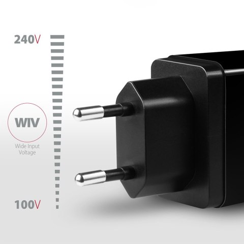 ACU-QS24 Ładowarka sieciowa QC 24W, 2x port USB--A, QC3.0/AFC/FCP + 5V/1.2A AXAGON ACU-QS24 Ładowarka sieciowa QC 24W, 2x port USB--A, QC3.0/AFC/FCP + 5V/1.2A AXAGON