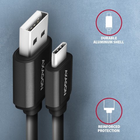 BUCM-AM10TB Kabel Twister USB-C - USB-A, 0,6m, USB 2.0, 2.4A, ALU, PVC Czarny AXAGON BUCM-AM10TB Kabel Twister USB-C - USB-A, 0,6m, USB 2.0, 2.4A, ALU, PVC Czarny AXAGON