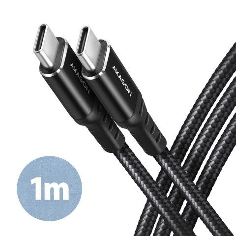 BUCM-CM10AB Kabel USB-C - USB-C 2.0, 1m, PD 60W, 3A, ALU, oplot Czarny AXAGON BUCM-CM10AB Kabel USB-C - USB-C 2.0, 1m, PD 60W, 3A, ALU, oplot Czarny AXAGON