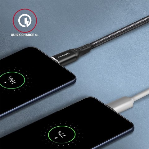 BUCM-CM10AB Kabel USB-C - USB-C 2.0, 1m, PD 60W, 3A, ALU, oplot Czarny AXAGON BUCM-CM10AB Kabel USB-C - USB-C 2.0, 1m, PD 60W, 3A, ALU, oplot Czarny AXAGON
