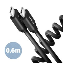 BUCM-CM10TB Kabel Twister USB-C - USB-C, 0,6m, USB 2.0, 3A, ALU, PVC Czarny AXAGON