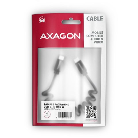 BUCM-CM10TB Kabel Twister USB-C - USB-C, 0,6m, USB 2.0, 3A, ALU, PVC Czarny AXAGON BUCM-CM10TB Kabel Twister USB-C - USB-C, 0,6m, USB 2.0, 3A, ALU, PVC Czarny AXAGON