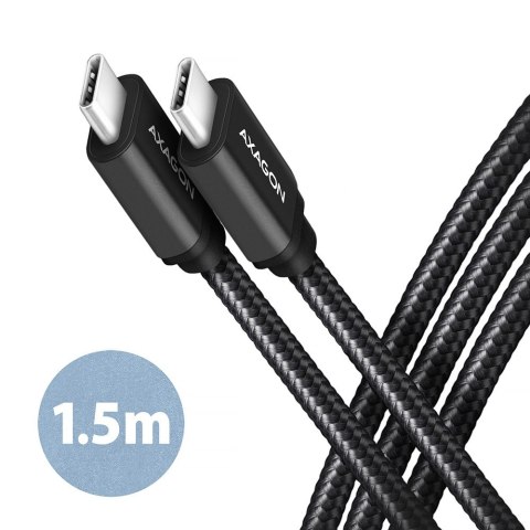 BUCM3-CM15AB Kabel USB-C - USB-C, 1.5m, PD 60W, 3A, ALU, oplot czarny AXAGON BUCM3-CM15AB Kabel USB-C - USB-C, 1.5m, PD 60W, 3A, ALU, oplot czarny AXAGON