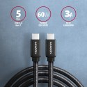 BUCM3-CM15AB Kabel USB-C - USB-C, 1.5m, PD 60W, 3A, ALU, oplot czarny AXAGON