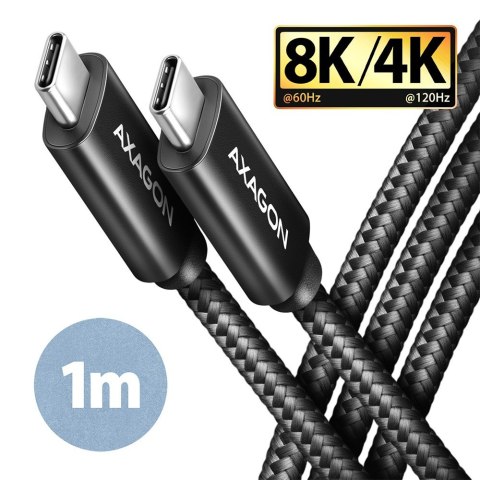 BUCM432-CM10AB Kabel USB-C - USB-C, USB4 Gen 3x2 1m, PD 100W, 8K HD, ALU, oplot Czarny AXAGON BUCM432-CM10AB Kabel USB-C - USB-C, USB4 Gen 3x2 1m, PD 100W, 8K HD, ALU, oplot Czarny AXAGON
