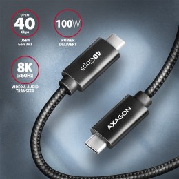 BUCM432-CM10AB Kabel USB-C - USB-C, USB4 Gen 3x2 1m, PD 100W, 8K HD, ALU, oplot Czarny AXAGON