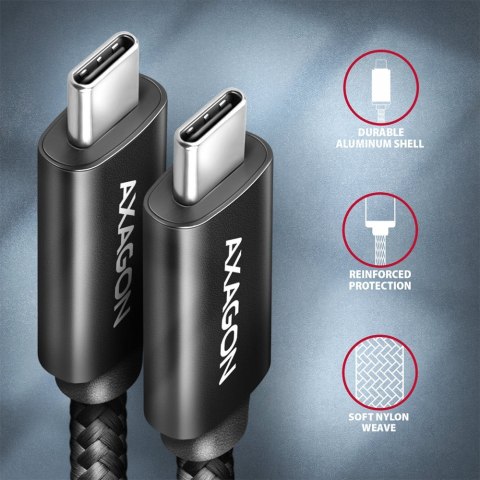 BUCM432-CM10AB Kabel USB-C - USB-C, USB4 Gen 3x2 1m, PD 100W, 8K HD, ALU, oplot Czarny AXAGON BUCM432-CM10AB Kabel USB-C - USB-C, USB4 Gen 3x2 1m, PD 100W, 8K HD, ALU, oplot Czarny AXAGON