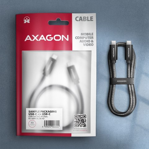 BUCM432-CM10AB Kabel USB-C - USB-C, USB4 Gen 3x2 1m, PD 100W, 8K HD, ALU, oplot Czarny AXAGON BUCM432-CM10AB Kabel USB-C - USB-C, USB4 Gen 3x2 1m, PD 100W, 8K HD, ALU, oplot Czarny AXAGON