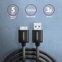 BUMM3-AM10AB Kabel Micro-B USB USB-A 3.2 Gen 1, 1m, 3A, ALU, PVC Czarny AXAGON