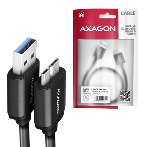 BUMM3-AM10AB Kabel Micro-B USB USB-A 3.2 Gen 1, 1m, 3A, ALU, PVC Czarny AXAGON BUMM3-AM10AB Kabel Micro-B USB USB-A 3.2 Gen 1, 1m, 3A, ALU, PVC Czarny AXAGON