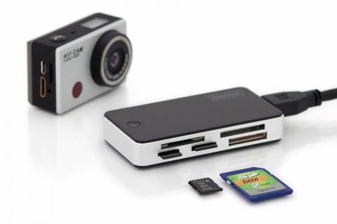 Czytnik kart 5-portowy USB 3.0 SuperSpeed, All-in-one, Czarno-srebrny Digitus