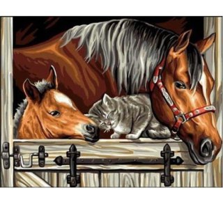 Diamentowa mozaika - Konie z kotem