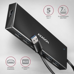 HUE-F7A Hub 7-portowy USB 3.2 Gen 1 ALU FLAT, micro USB, 1m USB-A kabel AXAGON