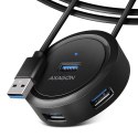 HUE-P1AL Hub 4-portowy USB 3.2 Gen 1 ROUND, micro USB, 1.2m USB-A kabel AXAGON