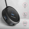 HUE-P1AL Hub 4-portowy USB 3.2 Gen 1 ROUND, micro USB, 1.2m USB-A kabel AXAGON