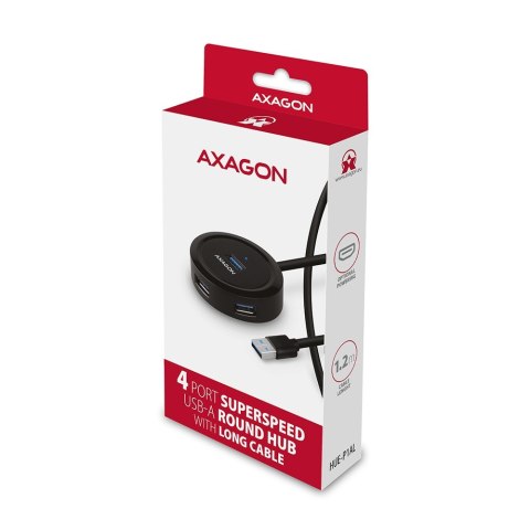 HUE-P1AL Hub 4-portowy USB 3.2 Gen 1 ROUND, micro USB, 1.2m USB-A kabel AXAGON HUE-P1AL Hub 4-portowy USB 3.2 Gen 1 ROUND, micro USB, 1.2m USB-A kabel AXAGON