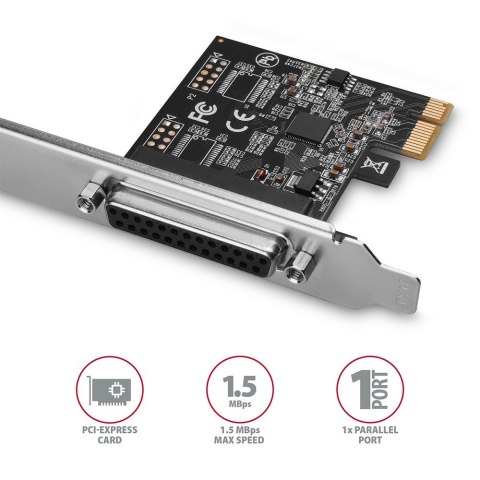 PCEA-P1N Kontroler PCIe 1x port równoległy LPT, w zestawie SP & LP AXAGON PCEA-P1N Kontroler PCIe 1x port równoległy LPT, w zestawie SP & LP AXAGON