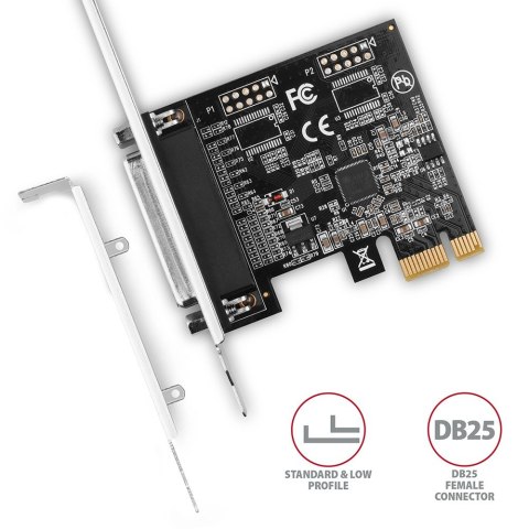 PCEA-P1N Kontroler PCIe 1x port równoległy LPT, w zestawie SP & LP AXAGON PCEA-P1N Kontroler PCIe 1x port równoległy LPT, w zestawie SP & LP AXAGON