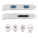 PCEA-PSN Kontroler PCIe 1x port równoległy LPT + 2x port szeregowy RS232 250 kbps, w zestawie SP & LP AXAGON