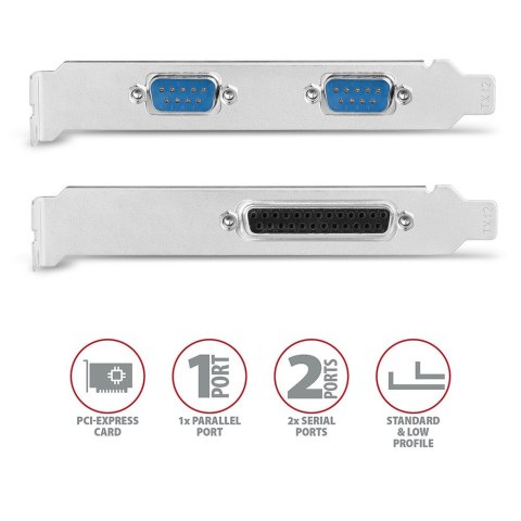 PCEA-PSN Kontroler PCIe 1x port równoległy LPT + 2x port szeregowy RS232 250 kbps, w zestawie SP & LP AXAGON PCEA-PSN Kontroler PCIe 1x port równoległy LPT + 2x port szeregowy RS232 250 kbps, w zestawie SP & LP AXAGON