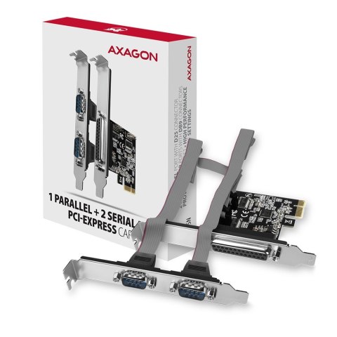 PCEA-PSN Kontroler PCIe 1x port równoległy LPT + 2x port szeregowy RS232 250 kbps, w zestawie SP & LP AXAGON PCEA-PSN Kontroler PCIe 1x port równoległy LPT + 2x port szeregowy RS232 250 kbps, w zestawie SP & LP AXAGON