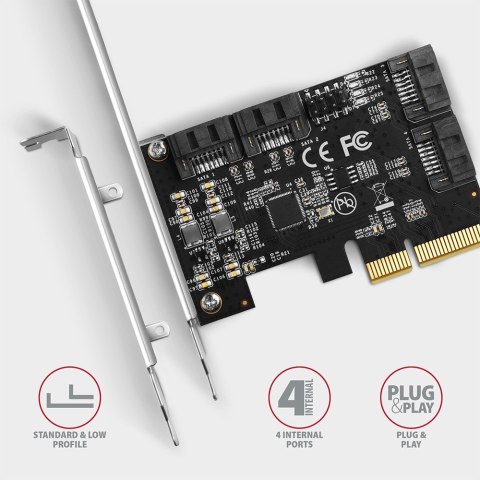 PCES-SA4X4 Kontroler PCIe 4x wewnętrzny port SATA 6G, ASM1164, SP & LP AXAGON PCES-SA4X4 Kontroler PCIe 4x wewnętrzny port SATA 6G, ASM1164, SP & LP AXAGON