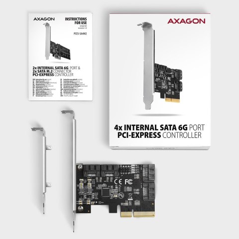 PCES-SA4X4 Kontroler PCIe 4x wewnętrzny port SATA 6G, ASM1164, SP & LP AXAGON PCES-SA4X4 Kontroler PCIe 4x wewnętrzny port SATA 6G, ASM1164, SP & LP AXAGON