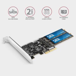 PCES-SA4M2 Kontroler PCIe 2x wewnętrzny port SATA 6G + 2x wewnętrzny port M.2 B-key SATA, SP & LP AXAGON