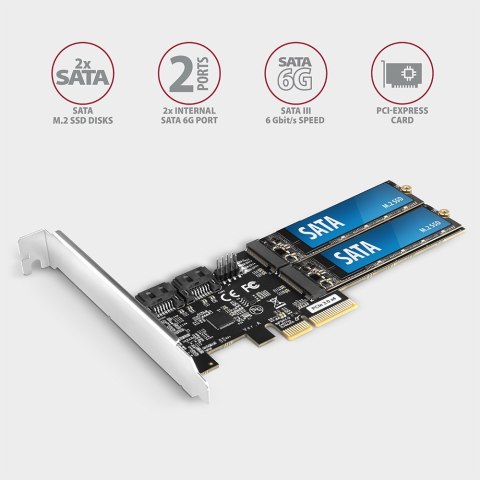 PCES-SA4M2 Kontroler PCIe 2x wewnętrzny port SATA 6G + 2x wewnętrzny port M.2 B-key SATA, SP & LP AXAGON PCES-SA4M2 Kontroler PCIe 2x wewnętrzny port SATA 6G + 2x wewnętrzny port M.2 B-key SATA, SP & LP AXAGON