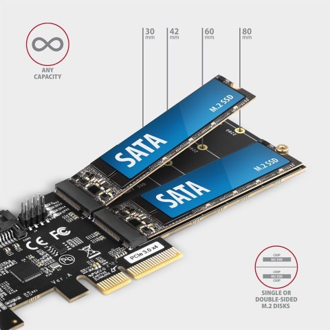 PCES-SA4M2 Kontroler PCIe 2x wewnętrzny port SATA 6G + 2x wewnętrzny port M.2 B-key SATA, SP & LP AXAGON PCES-SA4M2 Kontroler PCIe 2x wewnętrzny port SATA 6G + 2x wewnętrzny port M.2 B-key SATA, SP & LP AXAGON