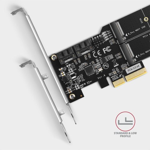 PCES-SA4M2 Kontroler PCIe 2x wewnętrzny port SATA 6G + 2x wewnętrzny port M.2 B-key SATA, SP & LP AXAGON PCES-SA4M2 Kontroler PCIe 2x wewnętrzny port SATA 6G + 2x wewnętrzny port M.2 B-key SATA, SP & LP AXAGON