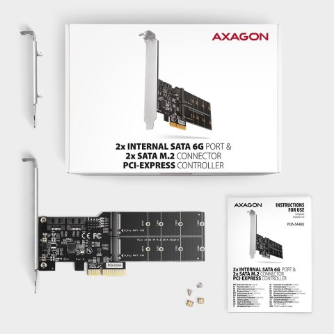 PCES-SA4M2 Kontroler PCIe 2x wewnętrzny port SATA 6G + 2x wewnętrzny port M.2 B-key SATA, SP & LP AXAGON PCES-SA4M2 Kontroler PCIe 2x wewnętrzny port SATA 6G + 2x wewnętrzny port M.2 B-key SATA, SP & LP AXAGON