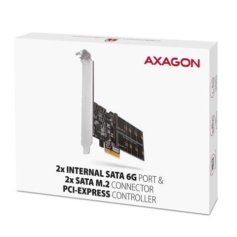 PCES-SA4M2 Kontroler PCIe 2x wewnętrzny port SATA 6G + 2x wewnętrzny port M.2 B-key SATA, SP & LP AXAGON PCES-SA4M2 Kontroler PCIe 2x wewnętrzny port SATA 6G + 2x wewnętrzny port M.2 B-key SATA, SP & LP AXAGON